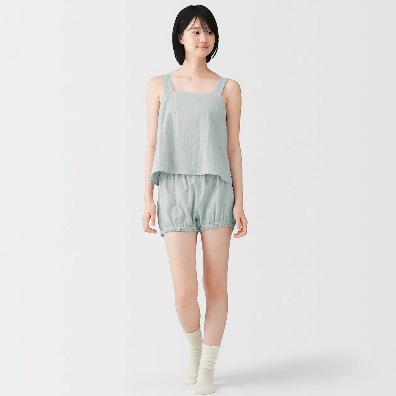 Hauts Et T‐Shirts|Sous‐Vêtements^Muji Top sans manches en double gaze à pois dobby pour femme