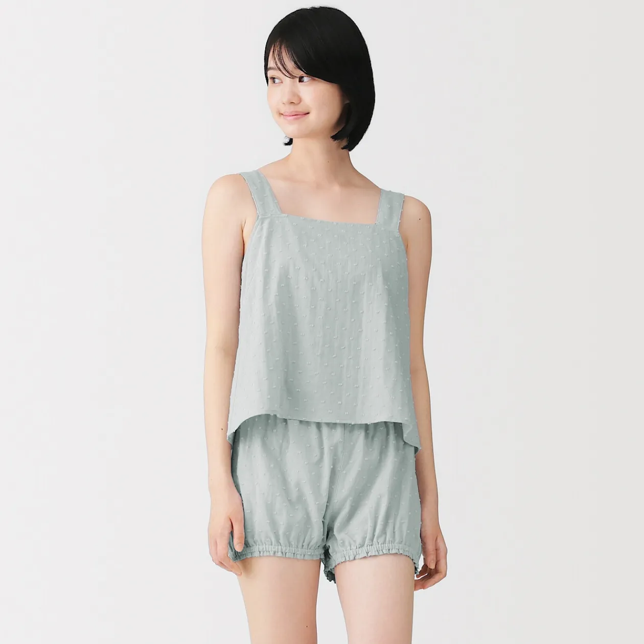 Hauts Et T‐Shirts|Sous‐Vêtements^Muji Top sans manches en double gaze à pois dobby pour femme
