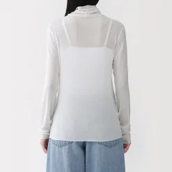 Hauts Et T‐Shirts|Sous‐Vêtements^Muji T-shirt à col roulé transparent à manches longues en mélange de lyocell pour femme