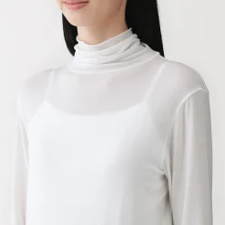 Hauts Et T‐Shirts|Sous‐Vêtements^Muji T-shirt à col roulé transparent à manches longues en mélange de lyocell pour femme