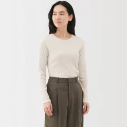 Hauts Et T‐Shirts^Muji T‐shirt à manches longues en mélange de Lyocell côtelé pour femme