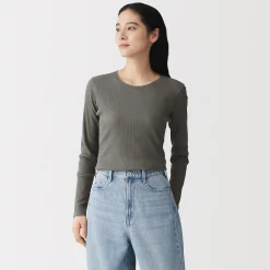 Hauts Et T‐Shirts^Muji T‐shirt à manches longues en mélange de Lyocell côtelé pour femme