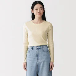 Hauts Et T‐Shirts^Muji T‐shirt à manches longues en mélange de Lyocell côtelé pour femme