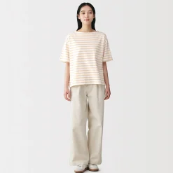 Hauts Et T‐Shirts^Muji T-shirt à manches mi-longues et col bateau en coton épais pour femme