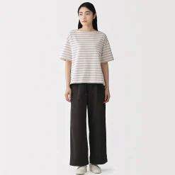 Hauts Et T‐Shirts^Muji T-shirt à manches mi-longues et col bateau en coton épais pour femme