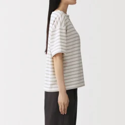 Hauts Et T‐Shirts^Muji T-shirt à manches mi-longues et col bateau en coton épais pour femme