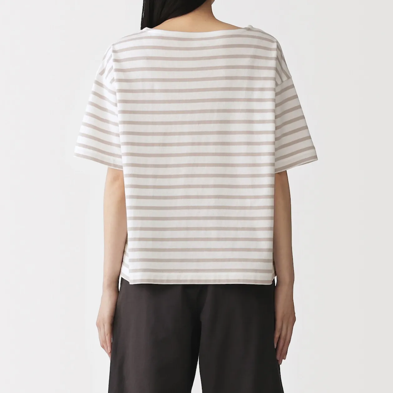 Hauts Et T‐Shirts^Muji T-shirt à manches mi-longues et col bateau en coton épais pour femme