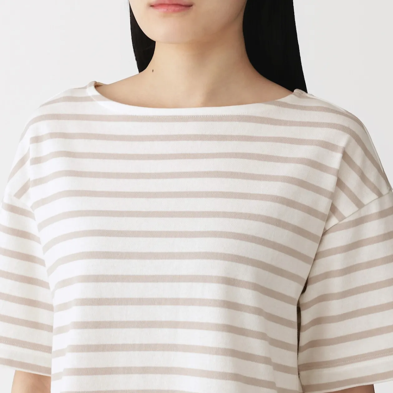 Hauts Et T‐Shirts^Muji T-shirt à manches mi-longues et col bateau en coton épais pour femme