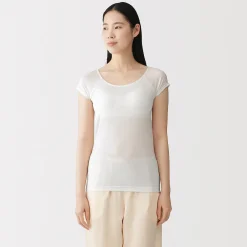 Hauts Et T‐Shirts|Sous‐Vêtements^Muji T-shirt brassière lisse en mélange lyocell à mancherons pour femme