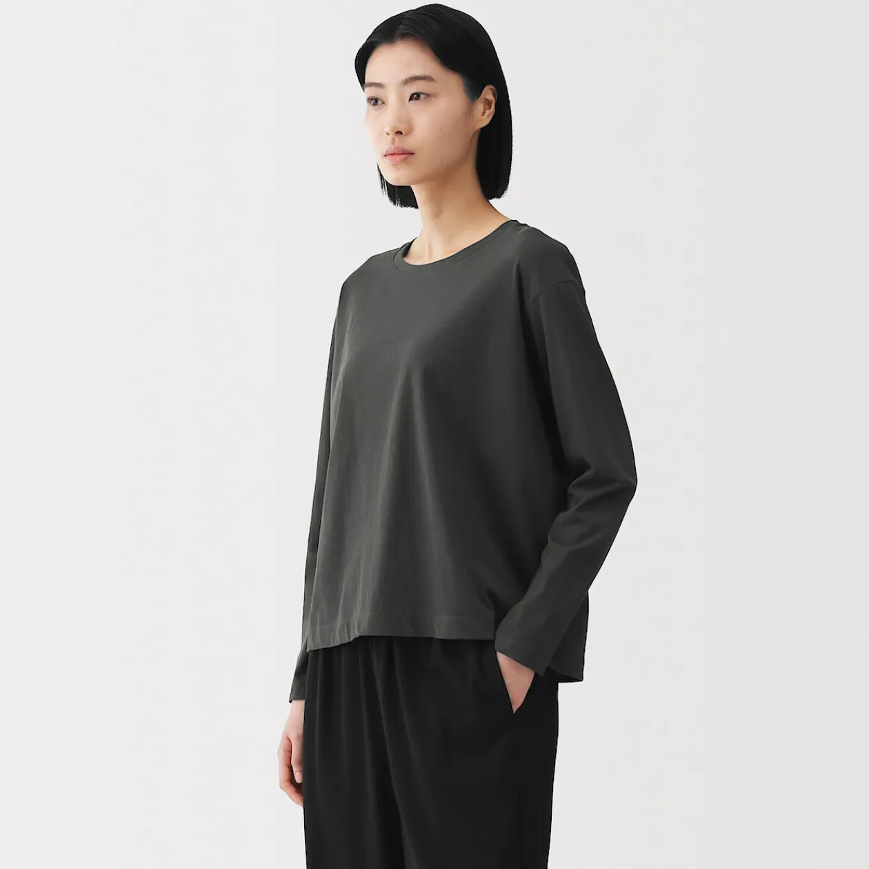 Hauts Et T‐Shirts|Sous‐Vêtements^Muji T-shirt décontracté à manches longues en jersey de coton pour femme