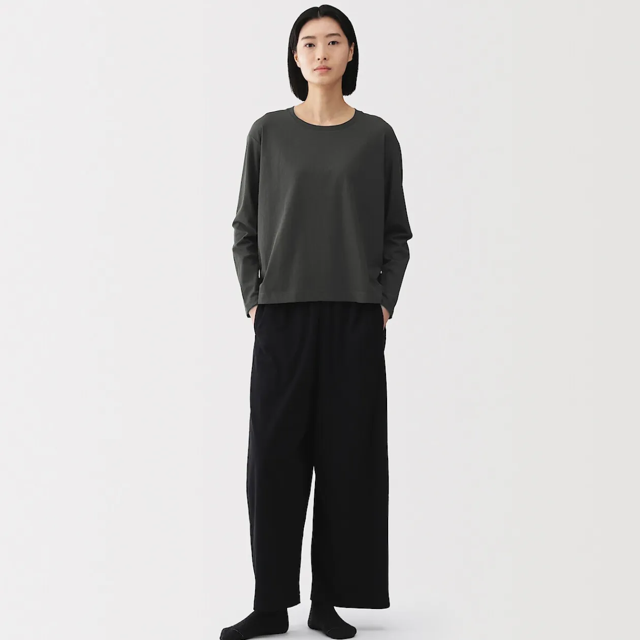 Hauts Et T‐Shirts|Sous‐Vêtements^Muji T-shirt décontracté à manches longues en jersey de coton pour femme