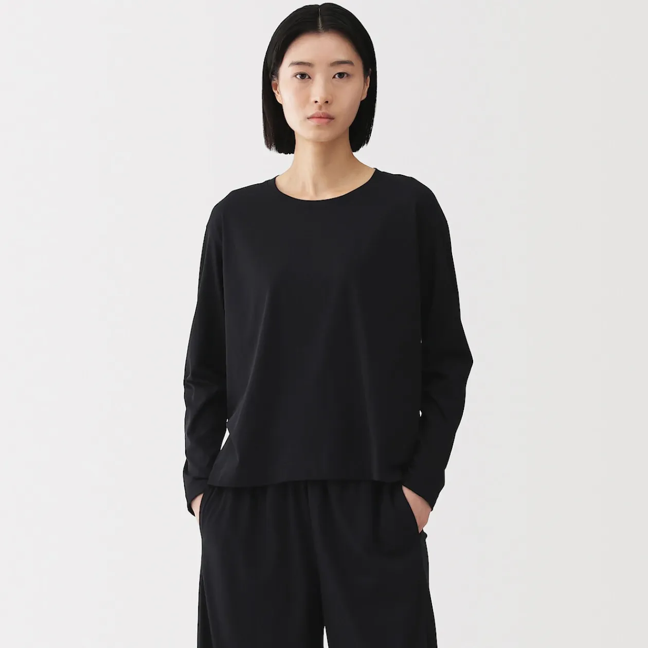 Hauts Et T‐Shirts|Sous‐Vêtements^Muji T-shirt décontracté à manches longues en jersey de coton pour femme