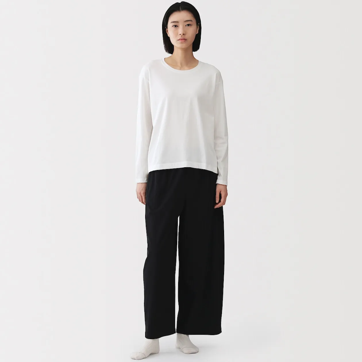 Hauts Et T‐Shirts|Sous‐Vêtements^Muji T-shirt décontracté à manches longues en jersey de coton pour femme