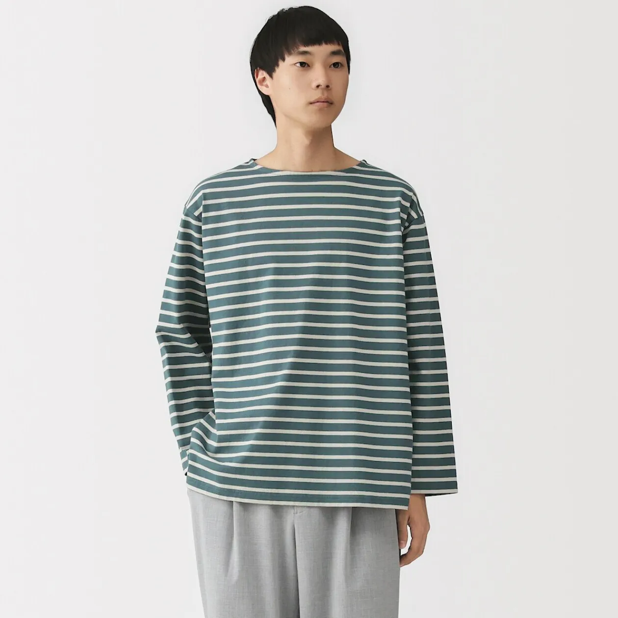 Hauts Et T‐Shirts^Muji T-shirt délavé à manches longues et à col bateau en coton épais pour homme