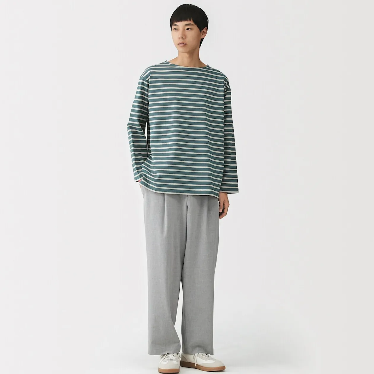 Hauts Et T‐Shirts^Muji T-shirt délavé à manches longues et à col bateau en coton épais pour homme