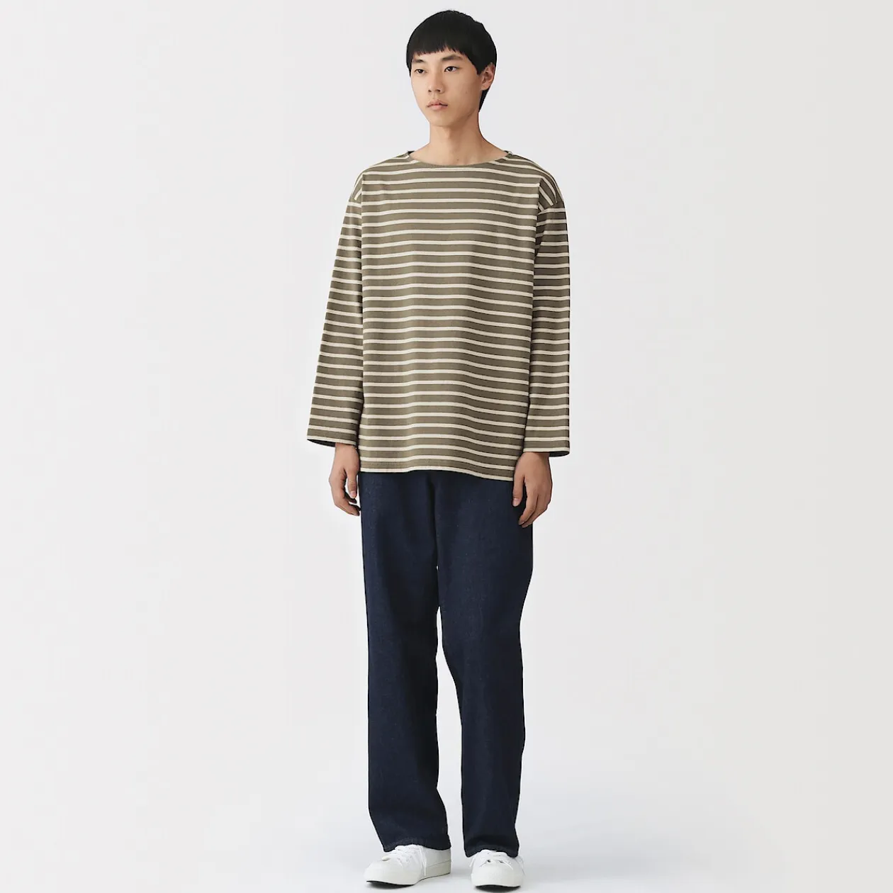 Hauts Et T‐Shirts^Muji T-shirt délavé à manches longues et à col bateau en coton épais pour homme