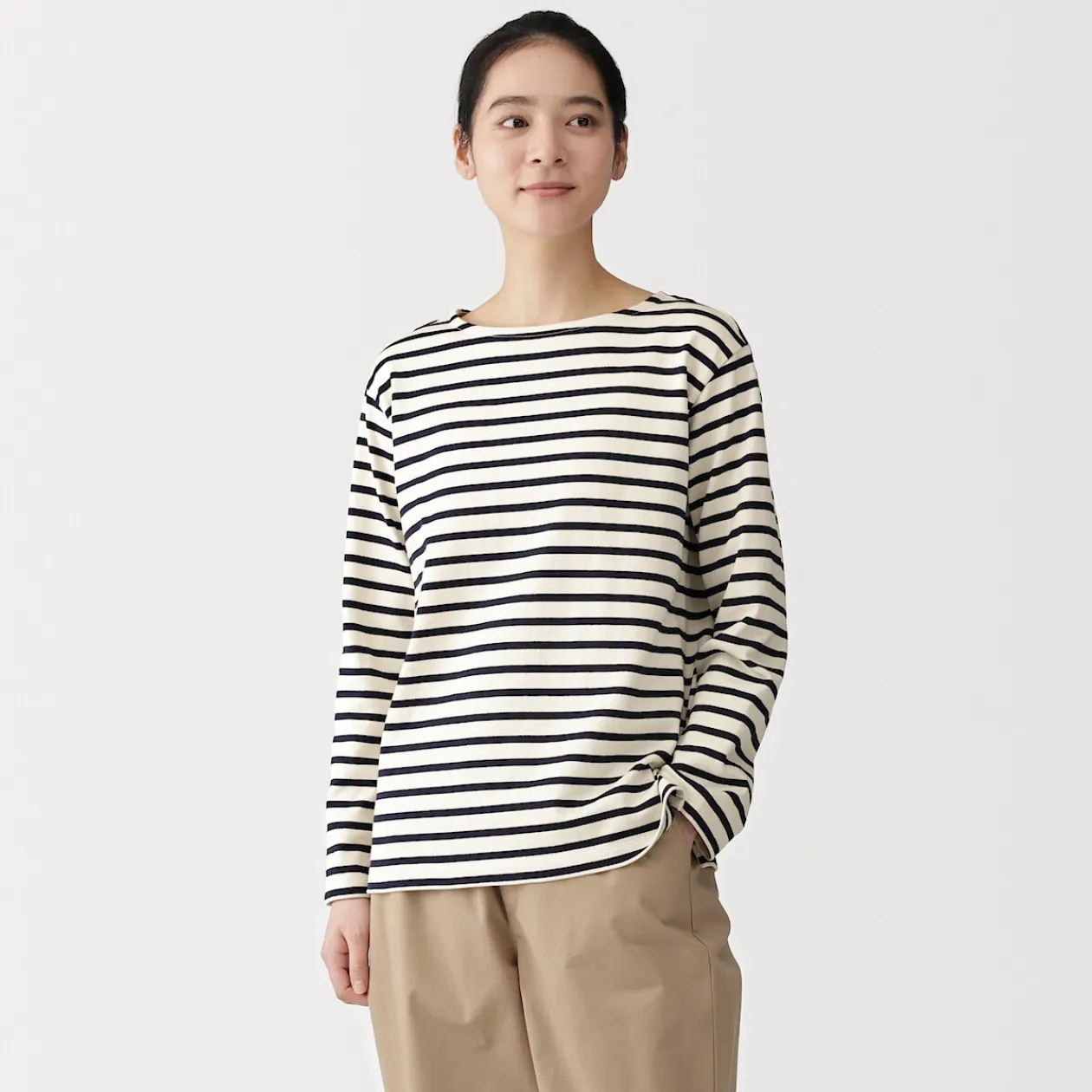 Hauts Et T‐Shirts^Muji T‐shirt en coton épais manches longues col bateau pour femme