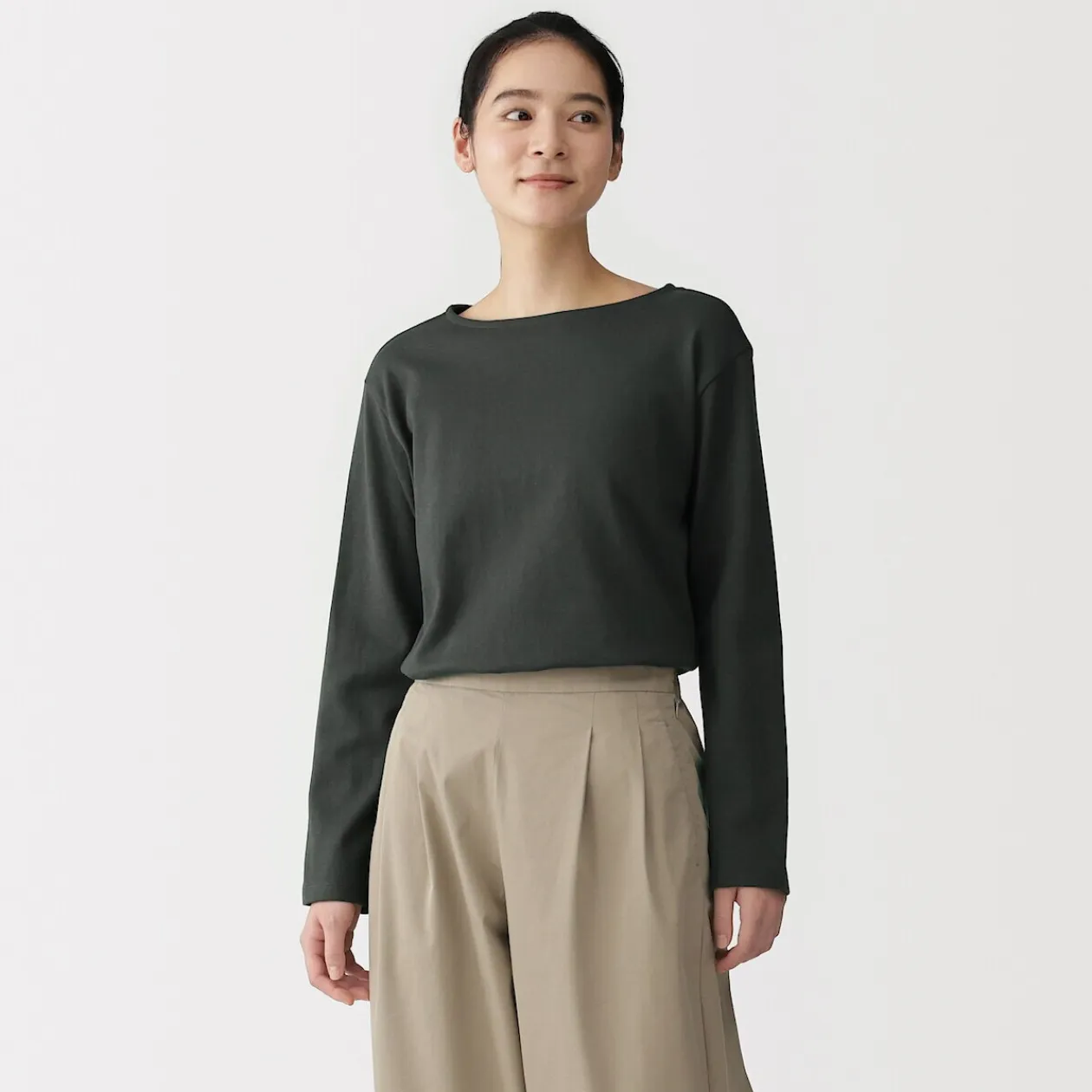 Hauts Et T‐Shirts^Muji T‐shirt en coton épais manches longues col bateau pour femme
