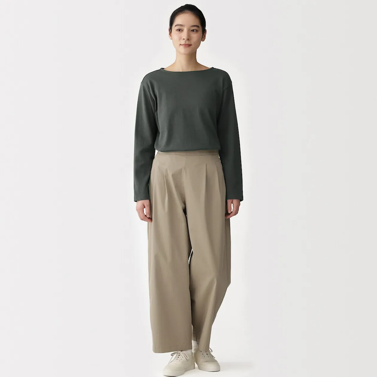 Hauts Et T‐Shirts^Muji T‐shirt en coton épais manches longues col bateau pour femme