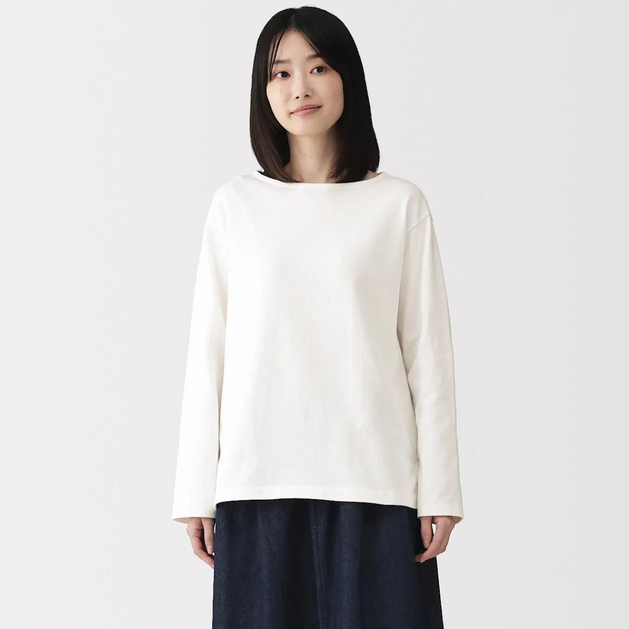 Hauts Et T‐Shirts^Muji T‐shirt en coton épais manches longues col bateau pour femme