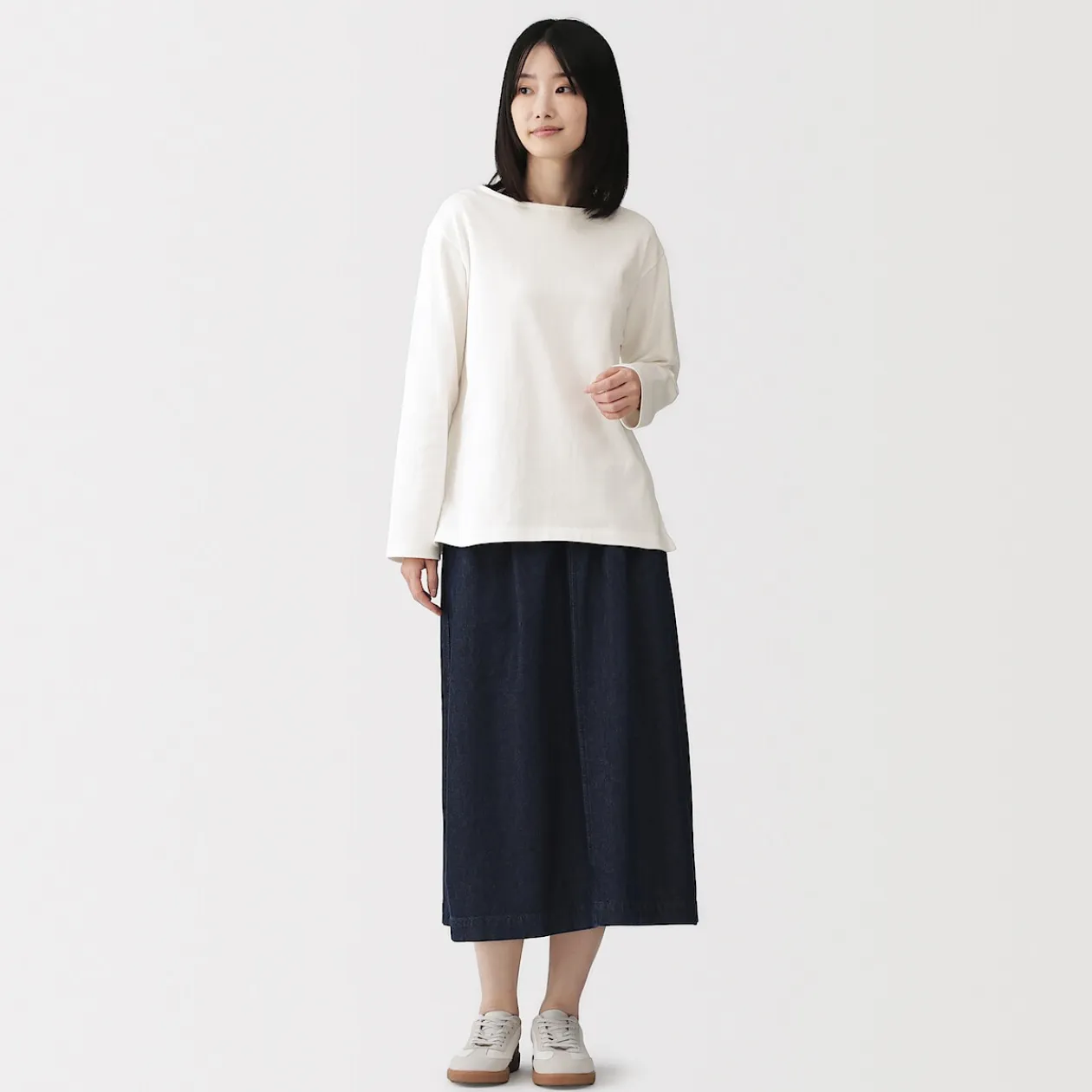 Hauts Et T‐Shirts^Muji T‐shirt en coton épais manches longues col bateau pour femme