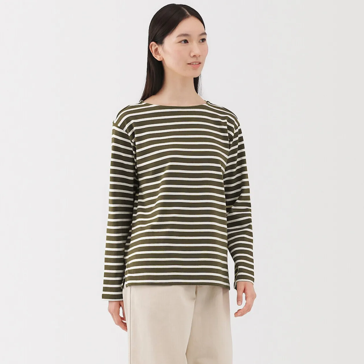 Hauts Et T‐Shirts^Muji T‐shirt en coton épais manches longues col bateau pour femme