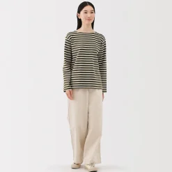 Hauts Et T‐Shirts^Muji T‐shirt en coton épais manches longues col bateau pour femme