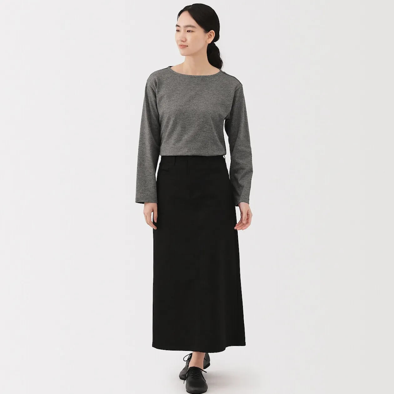 Hauts Et T‐Shirts^Muji T‐shirt en coton épais manches longues col bateau pour femme