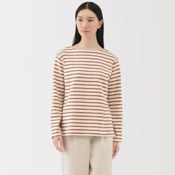 Hauts Et T‐Shirts^Muji T‐shirt en coton épais manches longues col bateau pour femme
