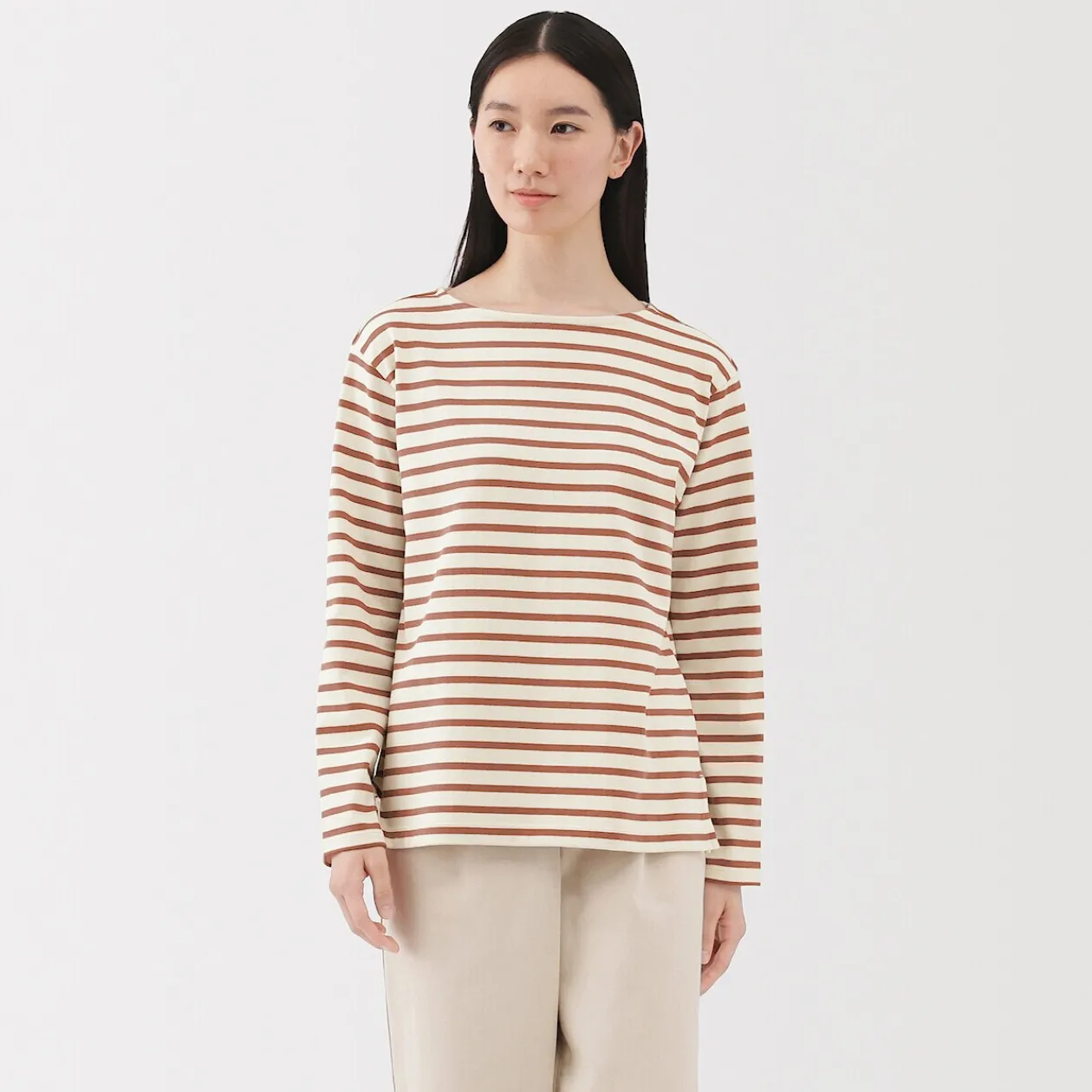 Hauts Et T‐Shirts^Muji T‐shirt en coton épais manches longues col bateau pour femme