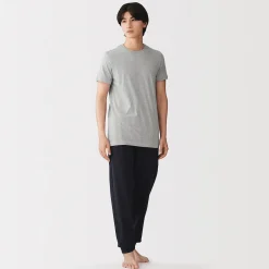 Hauts Et T‐Shirts|Sous‐Vêtements^Muji T-shirt en coton recyclé sans coutures latérales à col rond - lot de 2, pour homme Gris Chiné