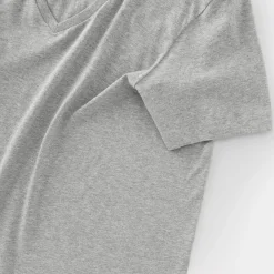 Hauts Et T‐Shirts|Sous‐Vêtements^Muji T-shirt en coton recyclé sans coutures latérales à col en V - lot de 2, pour homme Gris Chiné