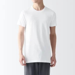 Sous‐Vêtements^Muji T-shirt en coton sans coutures latérales à col rond - lot de 2, pour homme