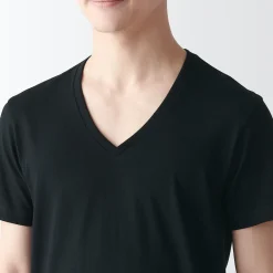 Sous‐Vêtements^Muji T-shirt en coton sans coutures latérales à col en V - lot de 2, pour homme