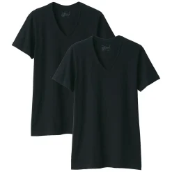 Sous‐Vêtements^Muji T-shirt en coton sans coutures latérales à col en V - lot de 2, pour homme