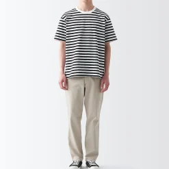 Hauts Et T‐Shirts^Muji T‐shirt en jersey de coton épais manches courtes homme Rayures Noir