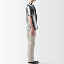 Hauts Et T‐Shirts^Muji T‐shirt en jersey de coton épais manches courtes homme Rayures Noir