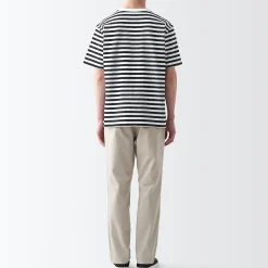 Hauts Et T‐Shirts^Muji T‐shirt en jersey de coton épais manches courtes homme Rayures Noir