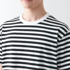 Hauts Et T‐Shirts^Muji T‐shirt en jersey de coton épais manches courtes homme Rayures Noir