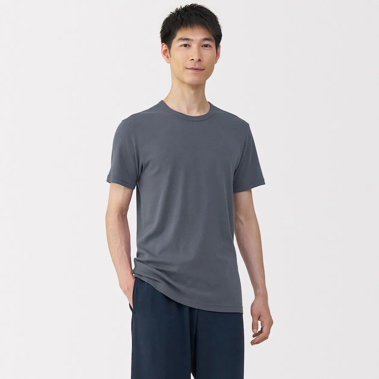 Hauts Et T‐Shirts|Sous‐Vêtements^Muji T‐shirt manches courtes col crew en coton chaud pour homme