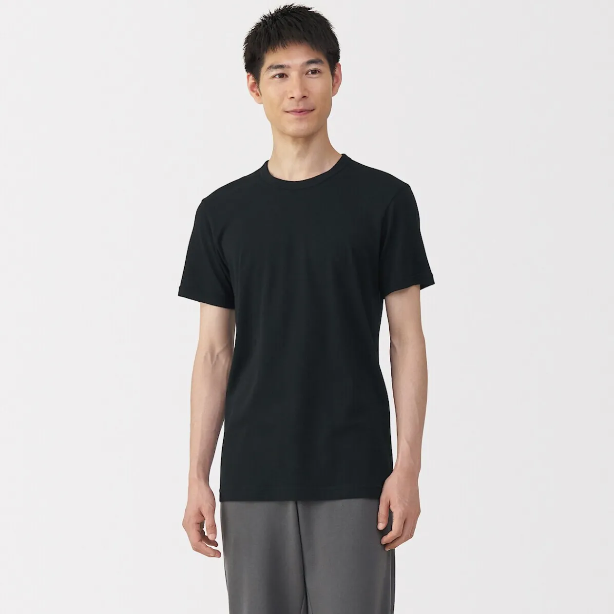 Hauts Et T‐Shirts|Sous‐Vêtements^Muji T‐shirt manches courtes col crew en coton chaud pour homme