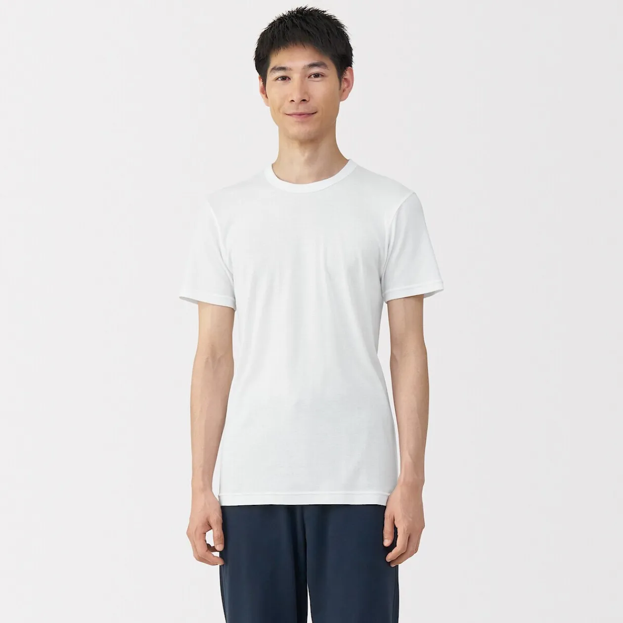 Hauts Et T‐Shirts|Sous‐Vêtements^Muji T‐shirt manches courtes col crew en coton chaud pour homme