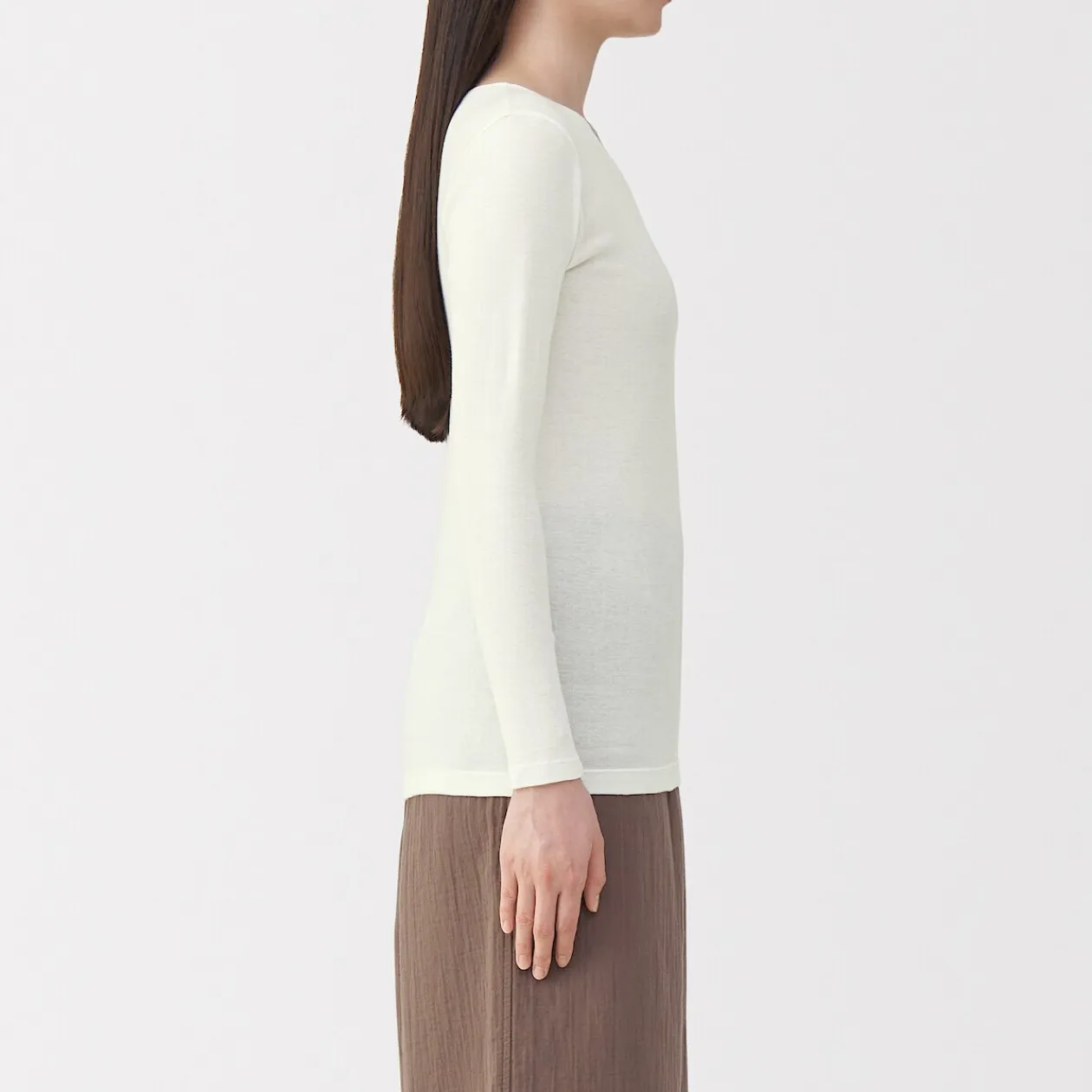 Hauts Et T‐Shirts|Sous‐Vêtements^Muji T‐shirt manches longues col rond en coton chaud pour femme