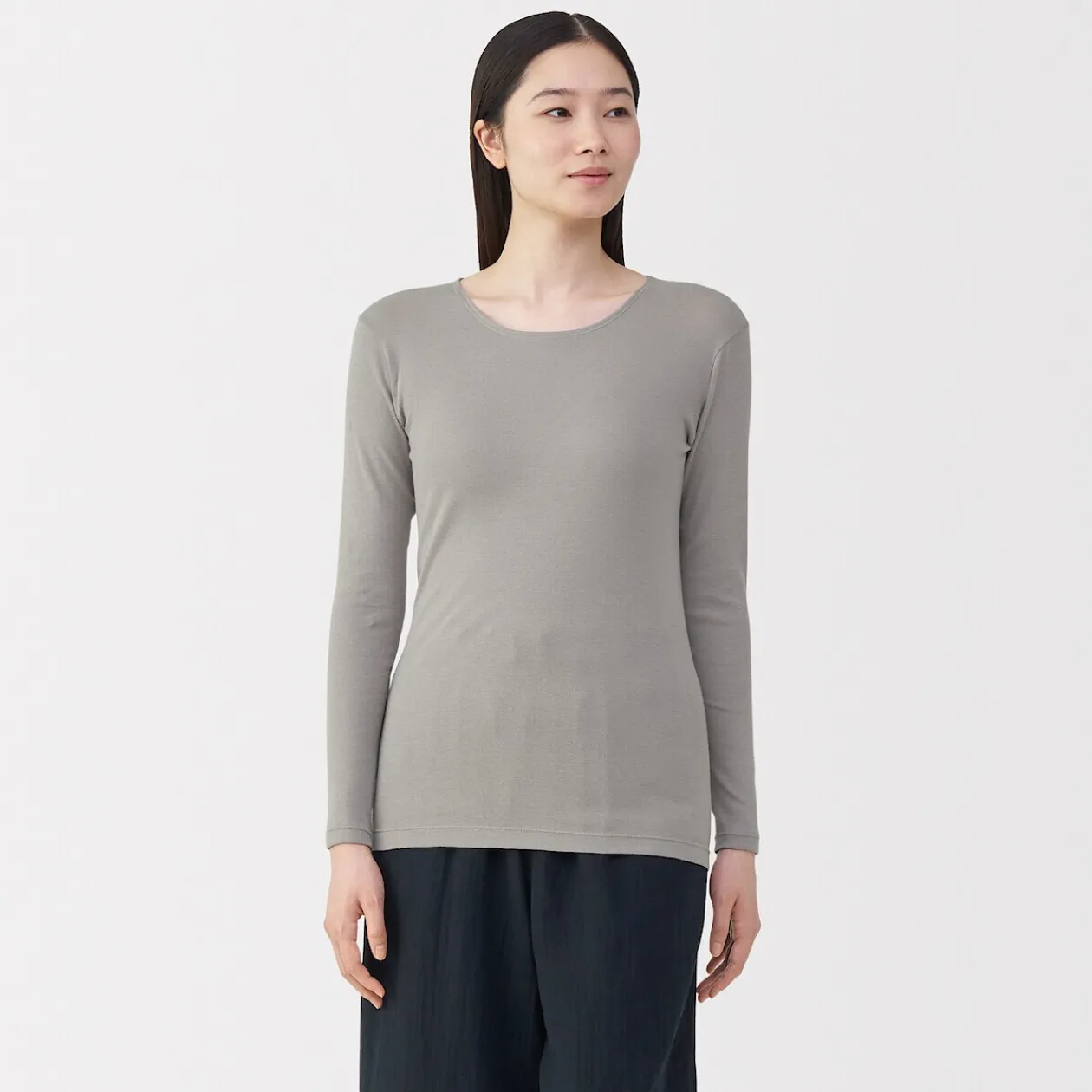 Hauts Et T‐Shirts|Sous‐Vêtements^Muji T‐shirt manches longues col rond en coton chaud pour femme