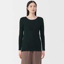 Hauts Et T‐Shirts|Sous‐Vêtements^Muji T‐shirt manches longues col rond en coton chaud pour femme