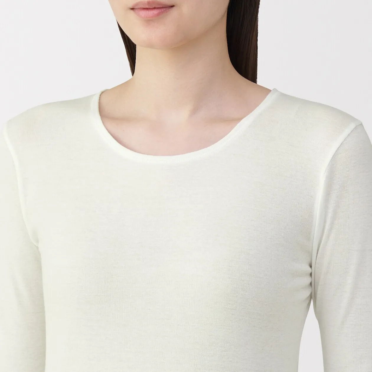 Hauts Et T‐Shirts|Sous‐Vêtements^Muji T‐shirt manches longues col rond en coton chaud pour femme