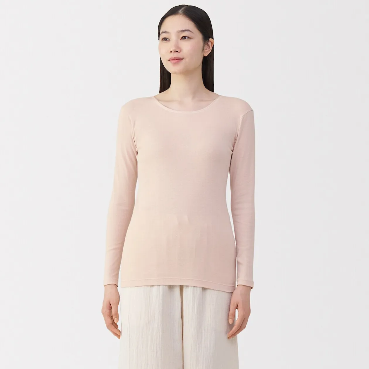 Hauts Et T‐Shirts|Sous‐Vêtements^Muji T‐shirt manches longues col rond en coton chaud pour femme