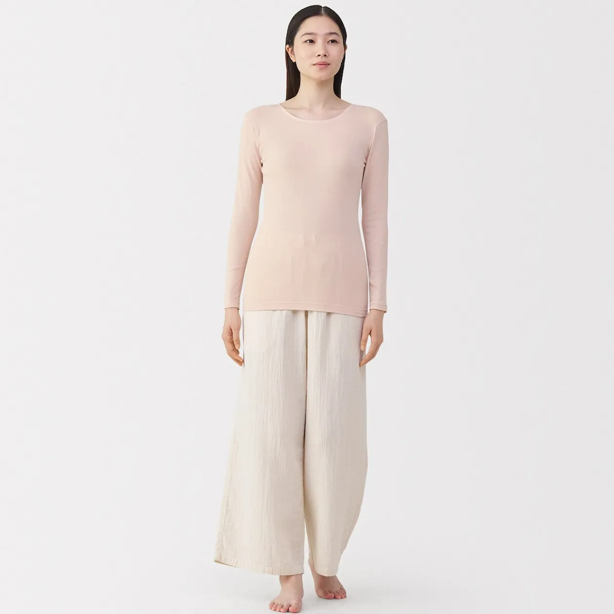 Hauts Et T‐Shirts|Sous‐Vêtements^Muji T‐shirt manches longues col rond en coton chaud pour femme