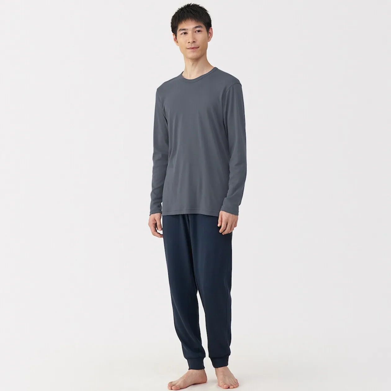 Hauts Et T‐Shirts|Sous‐Vêtements^Muji T‐shirt manches longues col crew en coton chaud pour homme