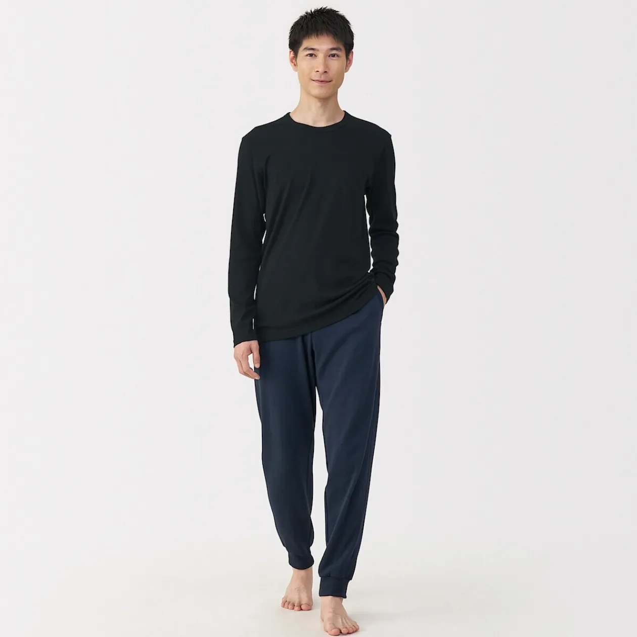 Hauts Et T‐Shirts|Sous‐Vêtements^Muji T‐shirt manches longues col crew en coton chaud pour homme